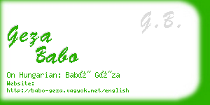 geza babo business card